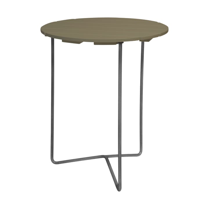 Table 6B bord Ø60 cm, Lysegrønn eik-varmgalvanisert stativ Grythyttan Stålmöbler