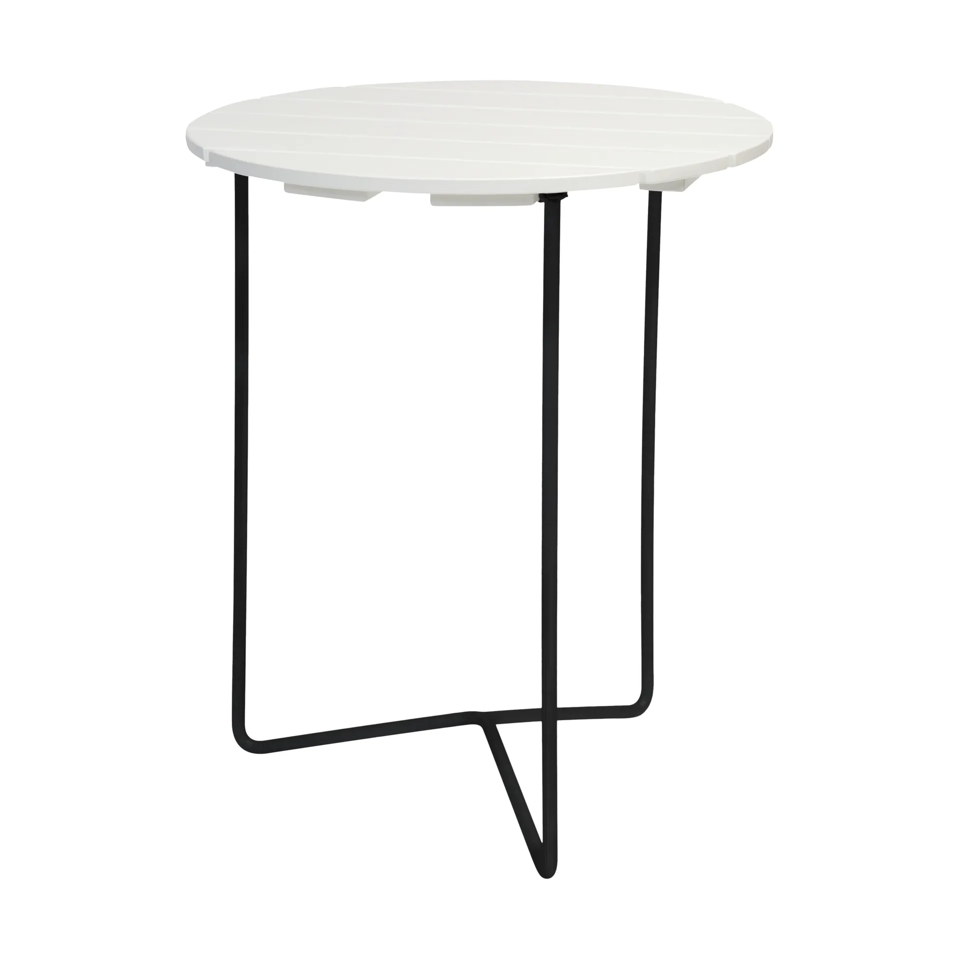 Table 6B bord, Hvitoljet eik-svart, Ø60 cm Grythyttan Stålmöbler