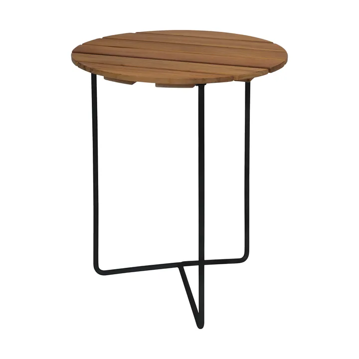 Table 6B bord - Ubehandlet teak-svart, Ø60 cm - Grythyttan Stålmöbler