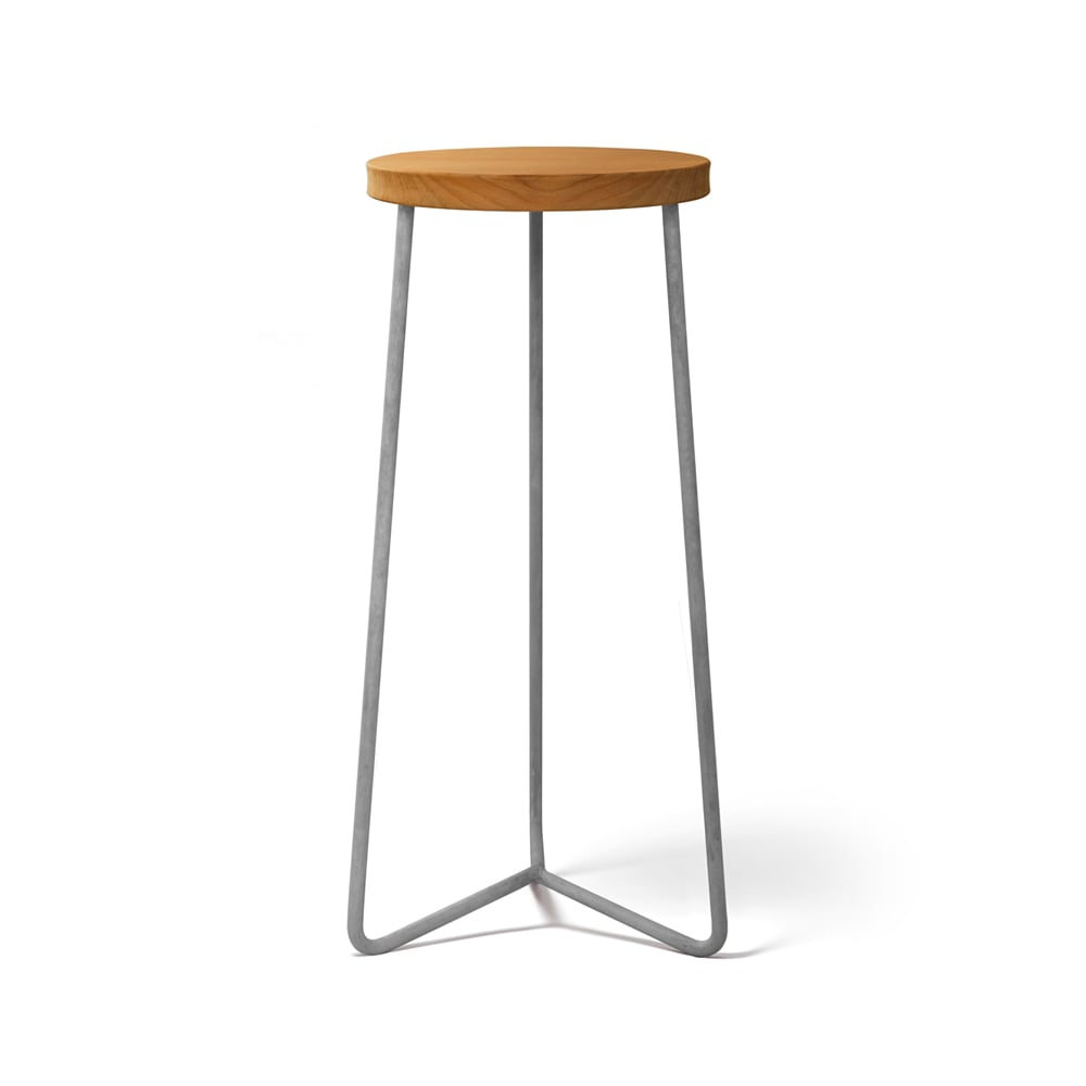 Grythyttan Stålmöbler V-1 pall Teak-63-varmgalvanisert stålstativ