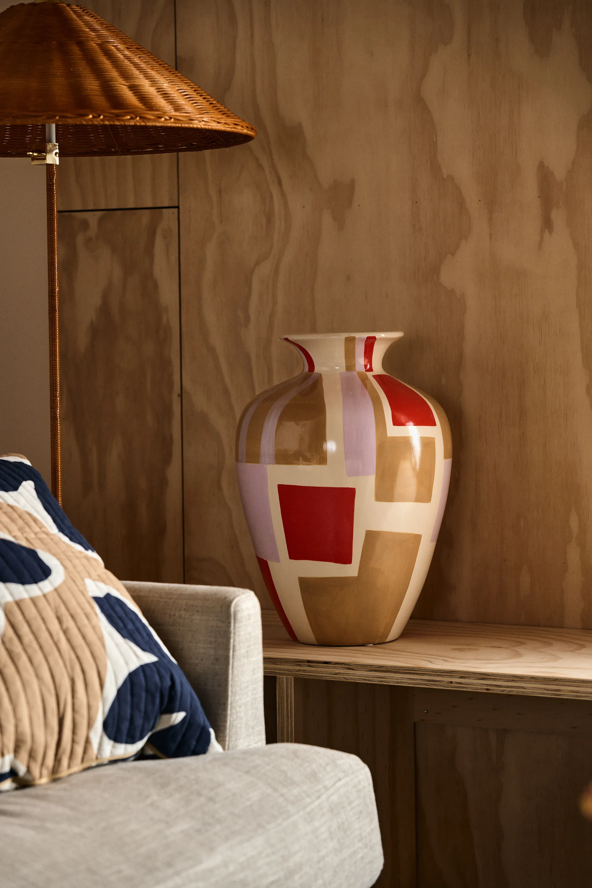 9602 gulvlampe, Messing-wicker willow GUBI