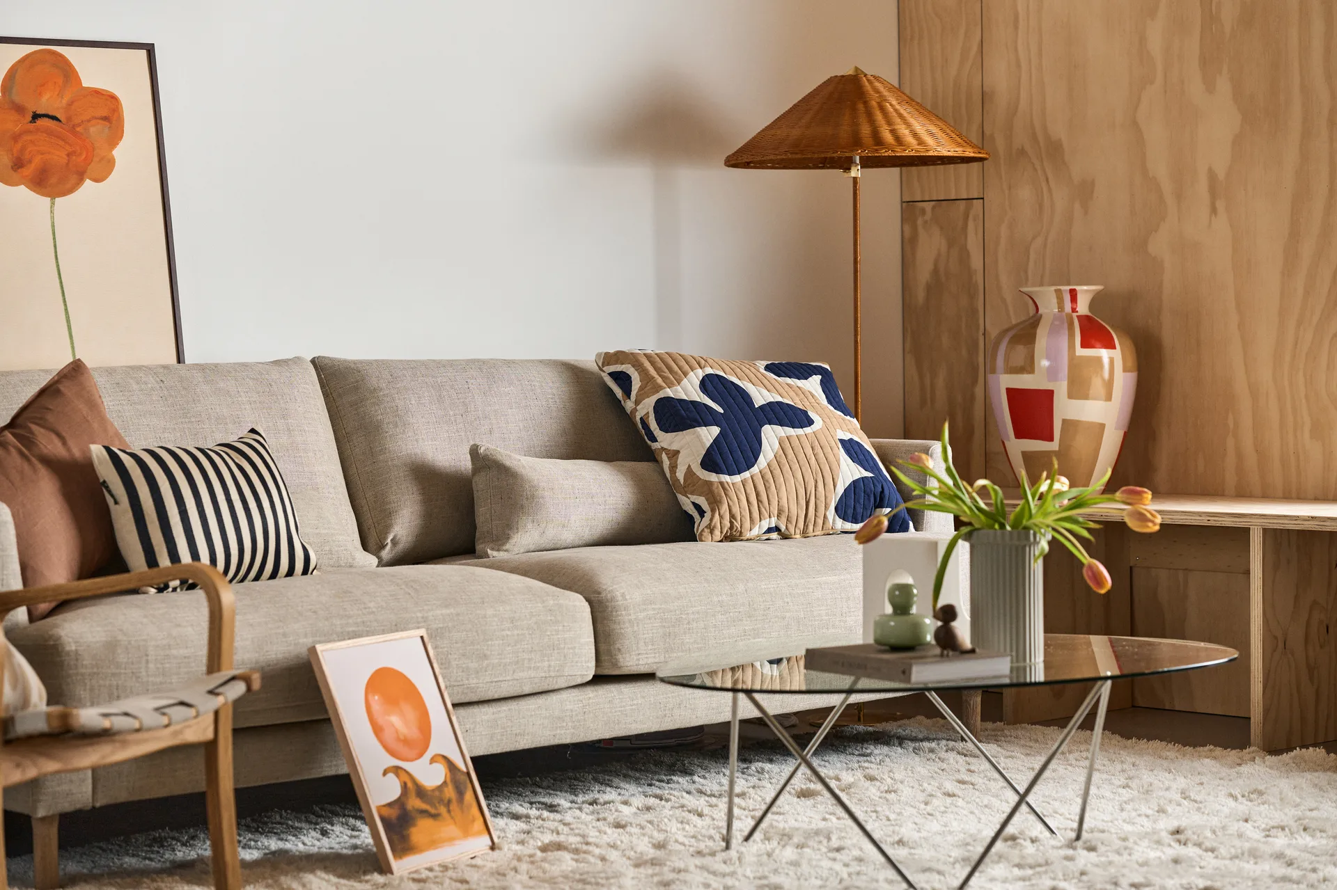 9602 gulvlampe, Messing-wicker willow GUBI