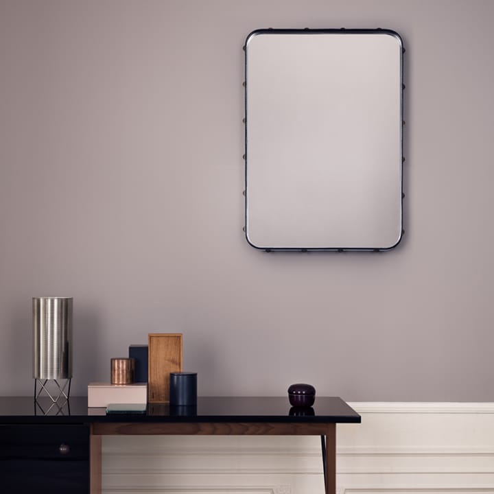Adnet rektangulært speil - black, medium - Gubi