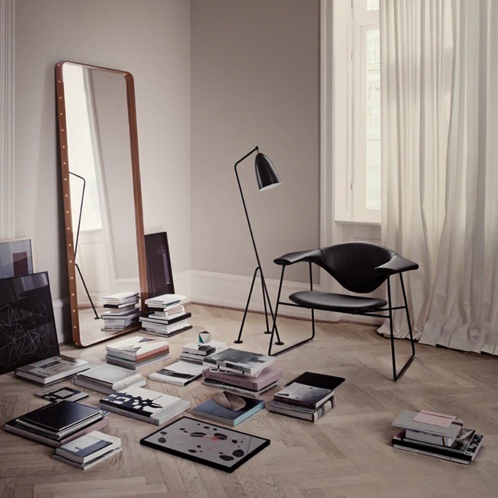 Adnet rektangulært speil, brown, medium GUBI