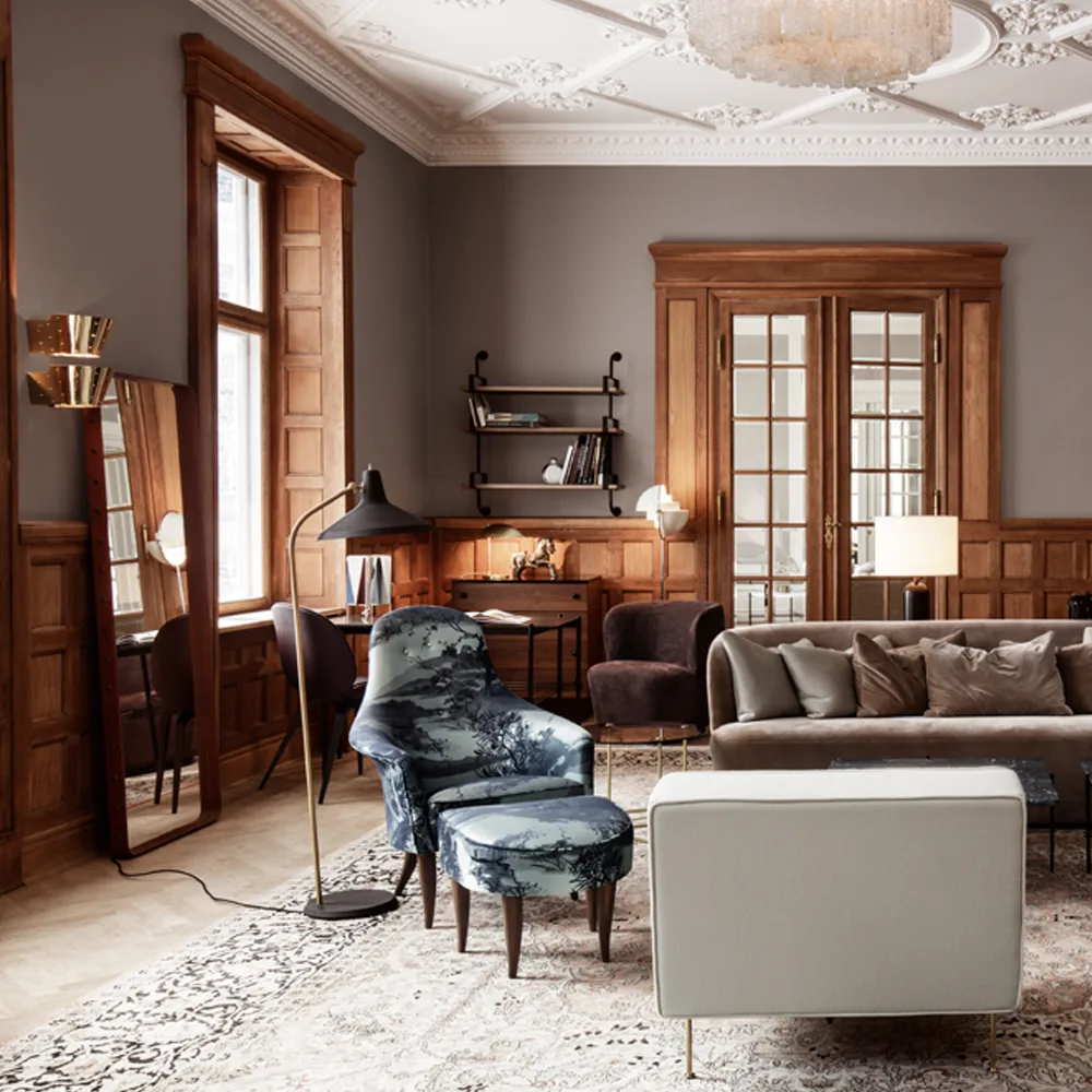 Adnet rektangulært speil, brown, medium GUBI