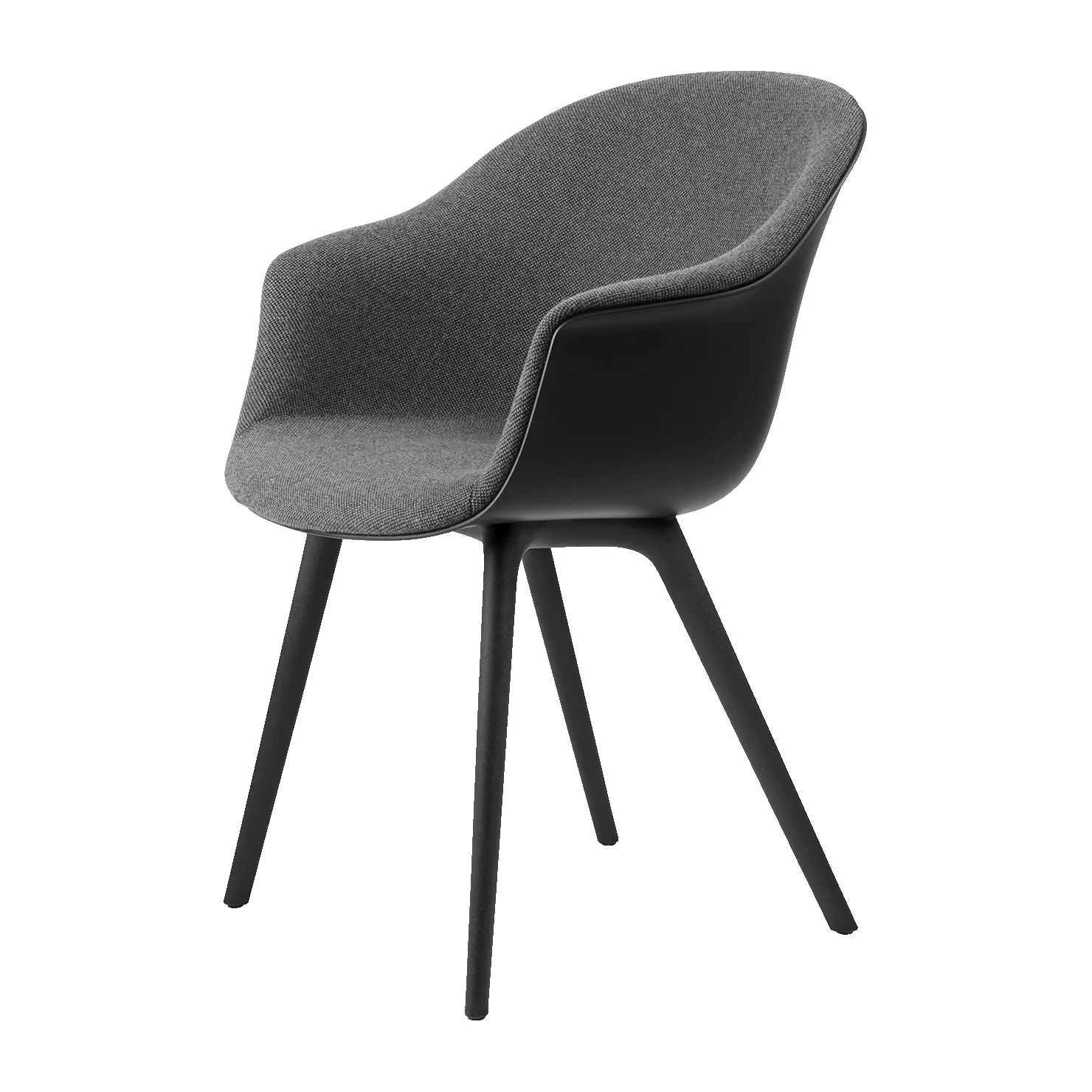 Bat Dining Chair front upholstered plastic base, Hallingdal 65 nr. 173-black GUBI