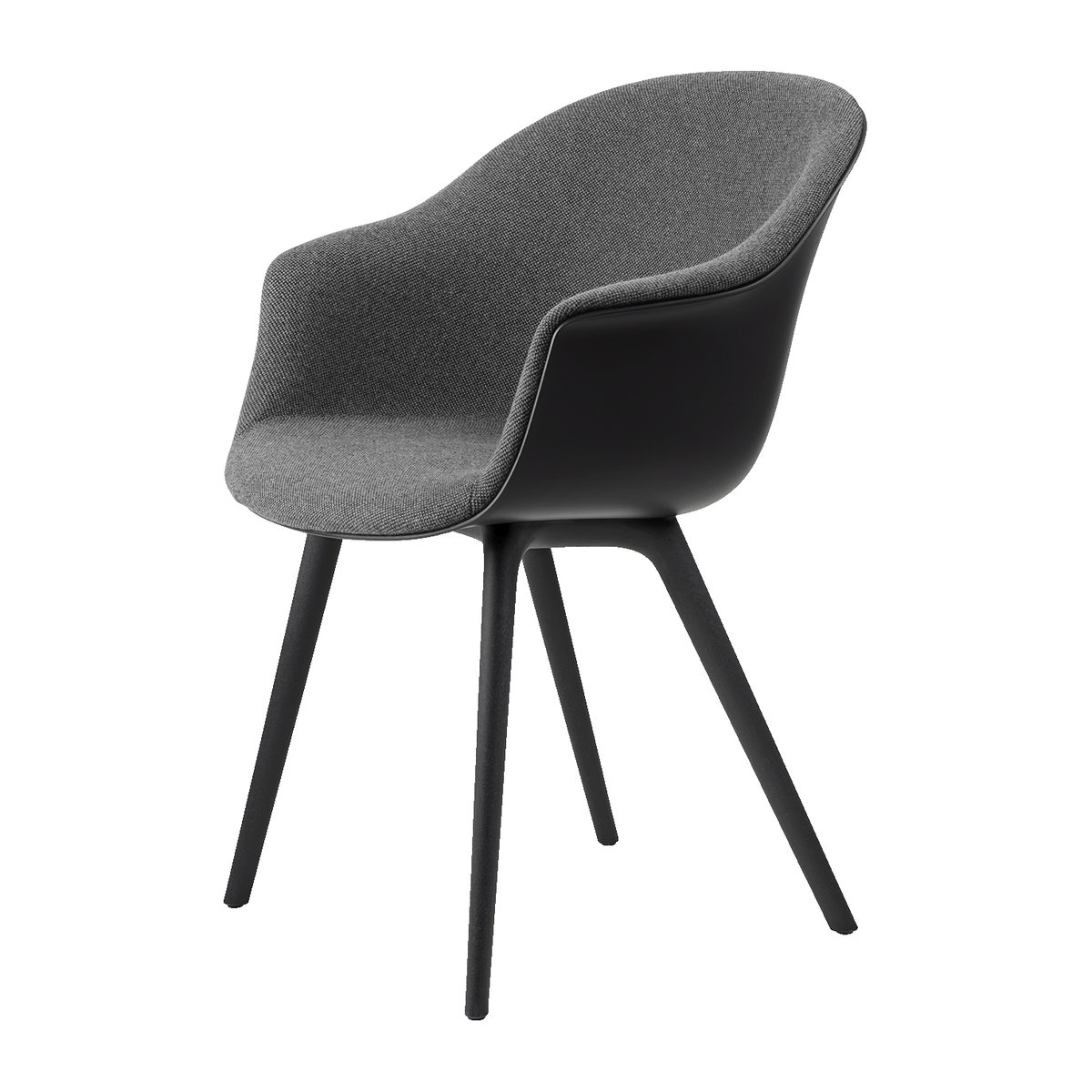 GUBI Bat Dining Chair front upholstered plastic base Hallingdal 65 nr. 173-black