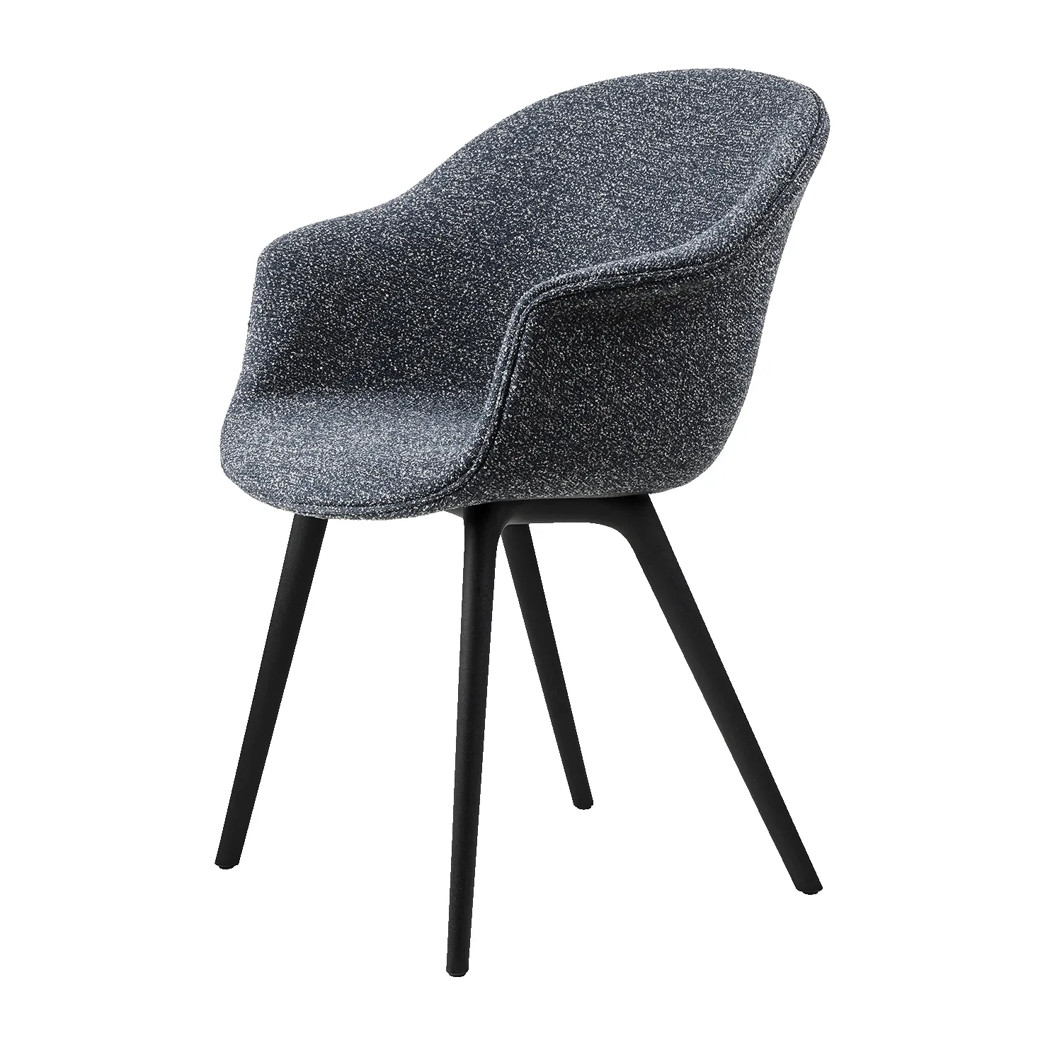Bat Dining Chair fully upholstered plastic base, Around bouclé 023-black GUBI