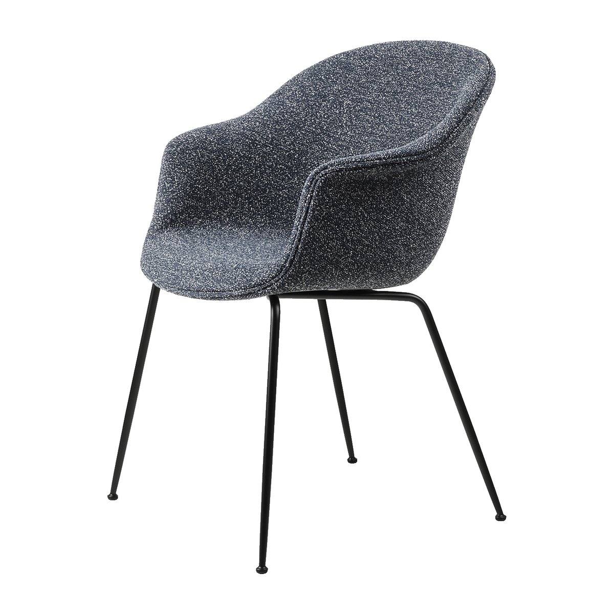 GUBI Bat Dining Chair Fully Upholstered stol Around bouclé 023-black