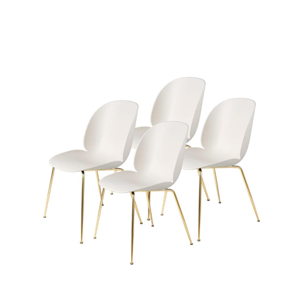 GUBI Beetle 4-pakning stol alabaster white-messingstativ
