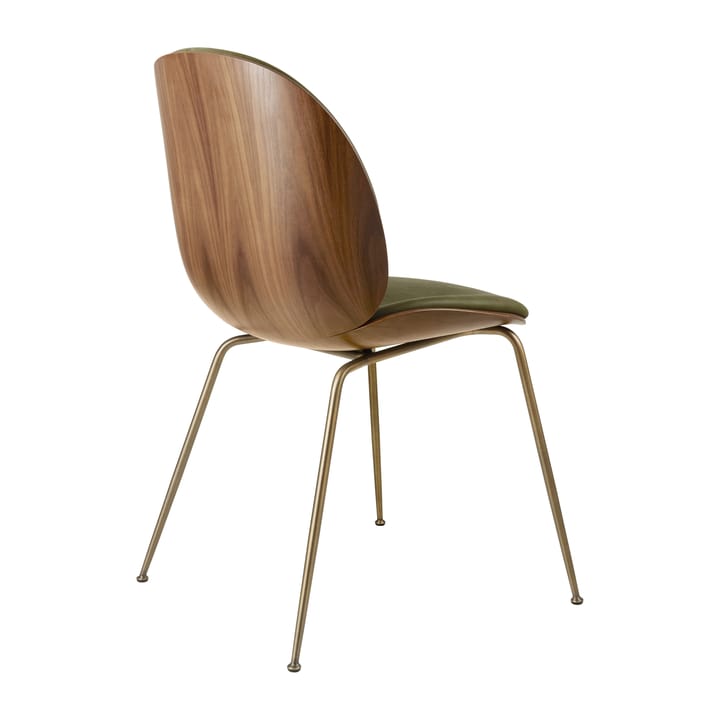 Beetle forsidekledd stol valnøtt, Antikk messing-Leather Army GUBI