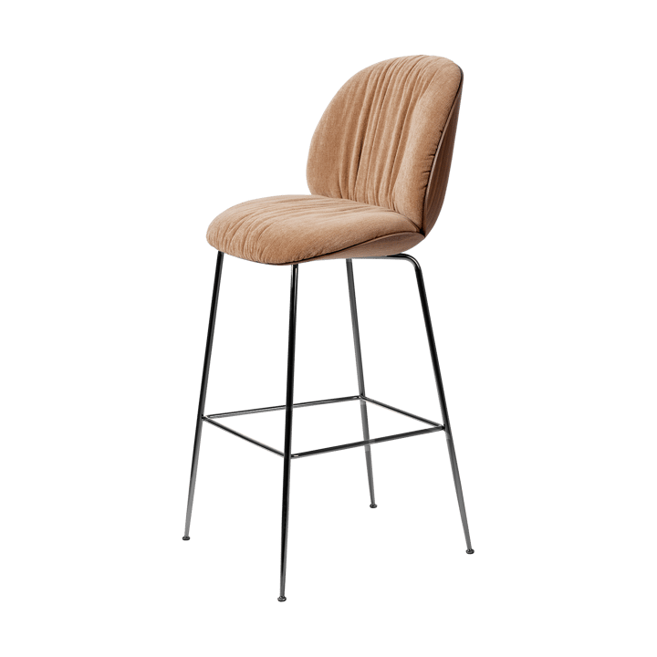 Beetle Soft barstol 75 cm framsidekledd - Belsuede Dedar 132-lakkert valnøtt-svart krom - GUBI