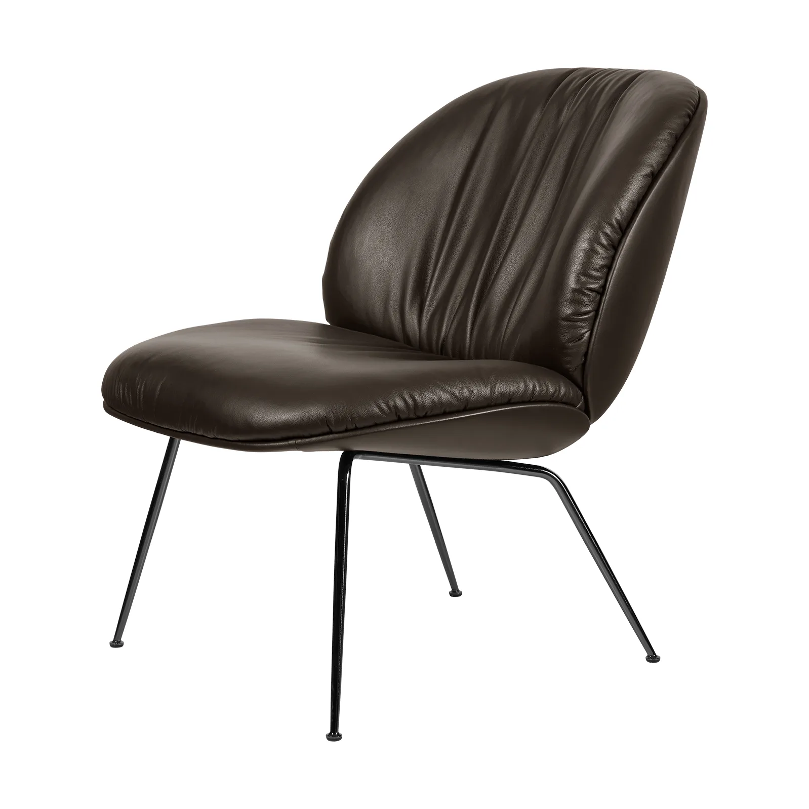 Beetle Soft loungestol heltrukket, Smooth leather Gubi Coffee-mattsvart GUBI