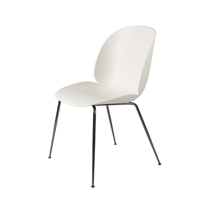 Beetle stol - Alabaster white, sort forkrommet stålstativ - GUBI
