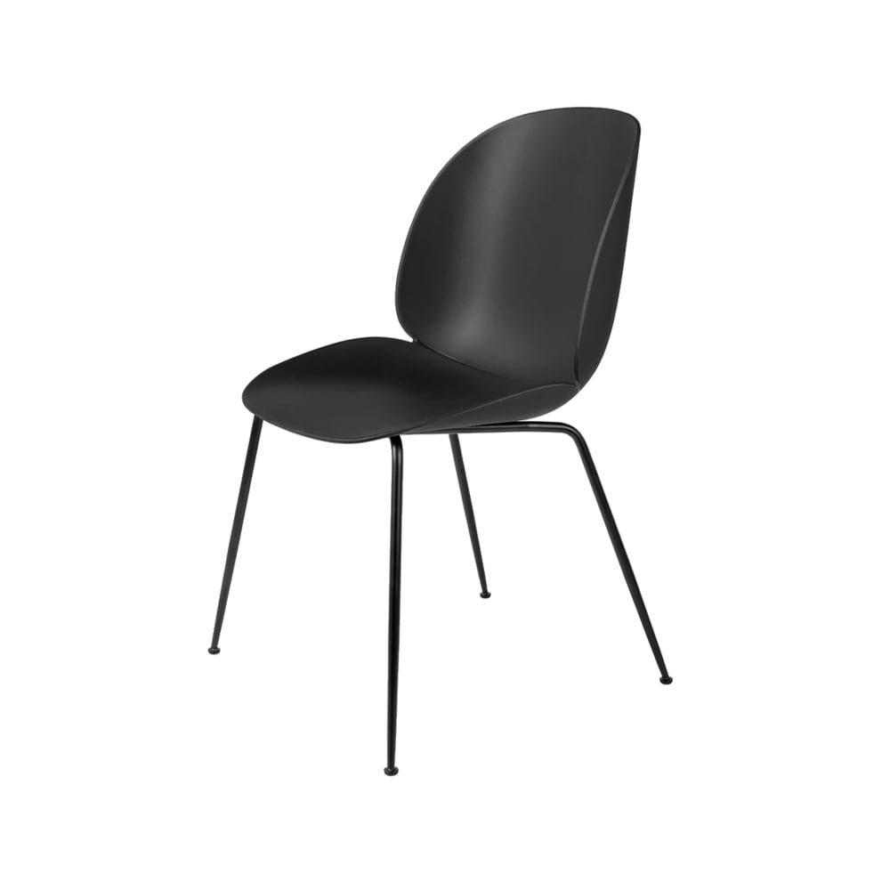 GUBI Beetle stol Black, sort forkrommet stålstativ