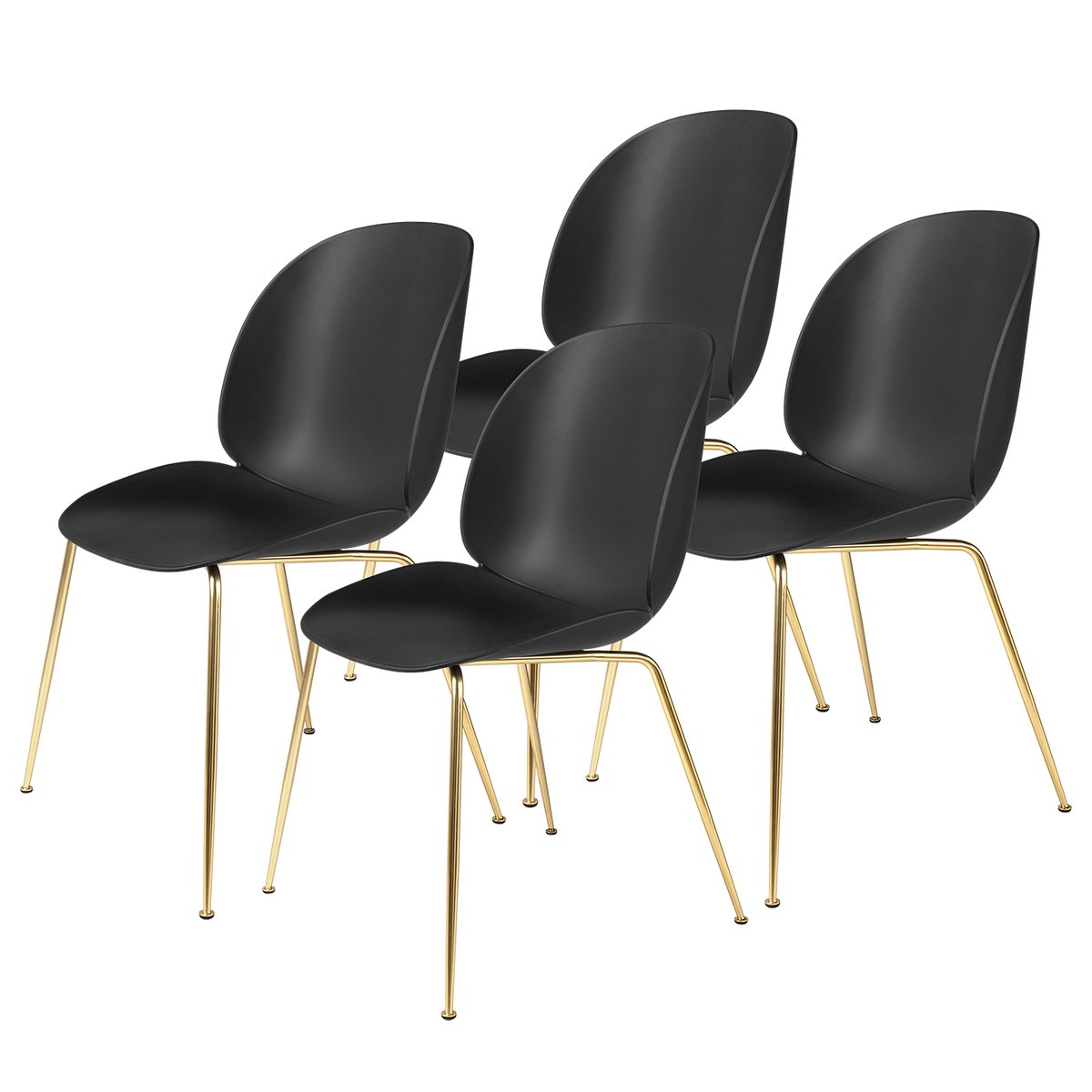 GUBI Beetle stol messingben 4-pakning Black