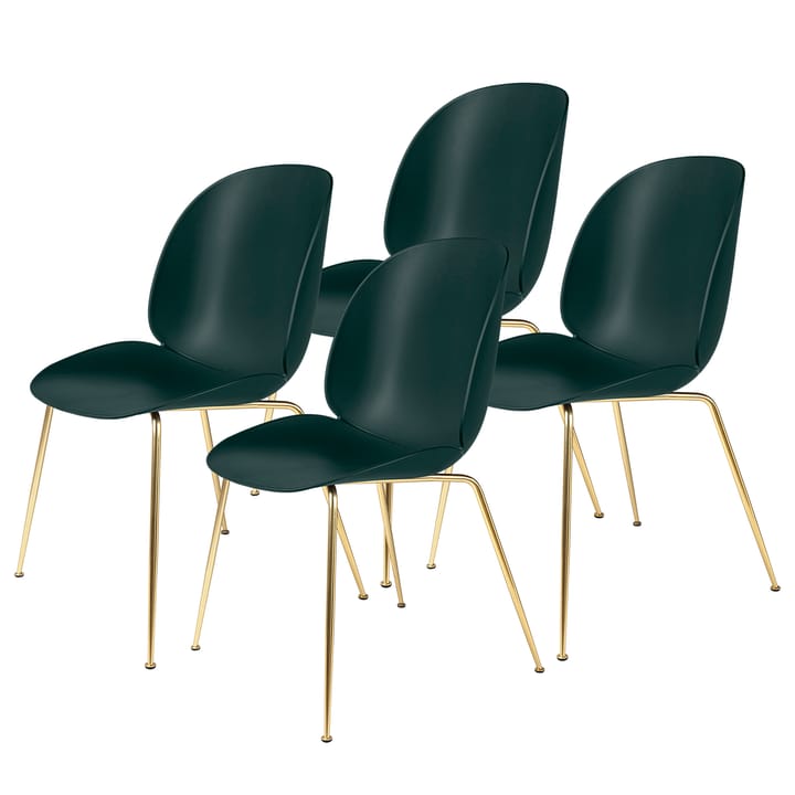 Beetle stol messingben 4-pakning - Dark Green - Gubi