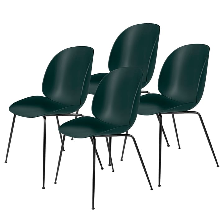Beetle stol svarte ben 4-pakning - Dark Green - Gubi