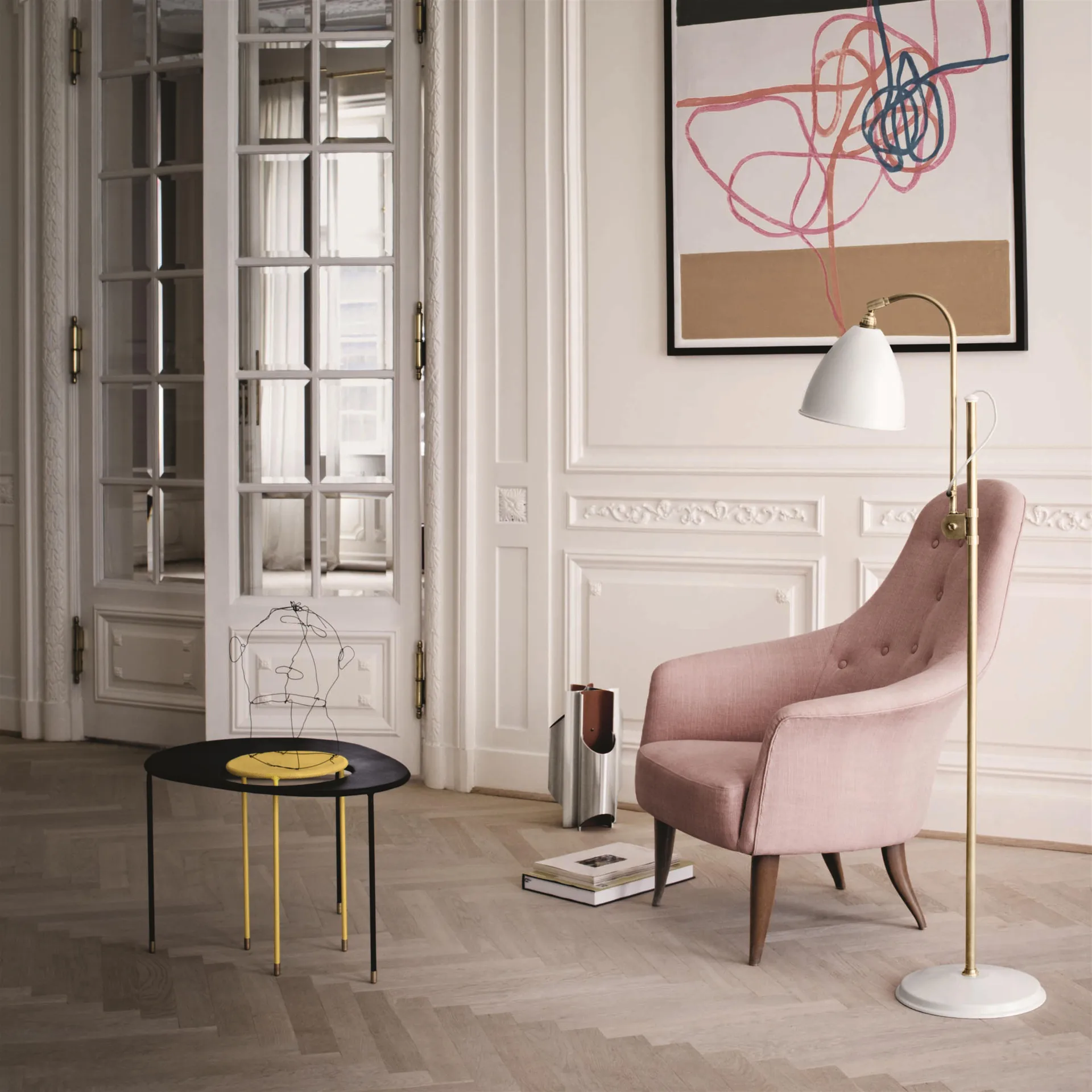 Bestlite BL3M gulvlampe, matt hvit-messing GUBI