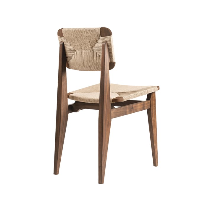 C-Chair stol, American walnut, naturflettet sete og rygg GUBI