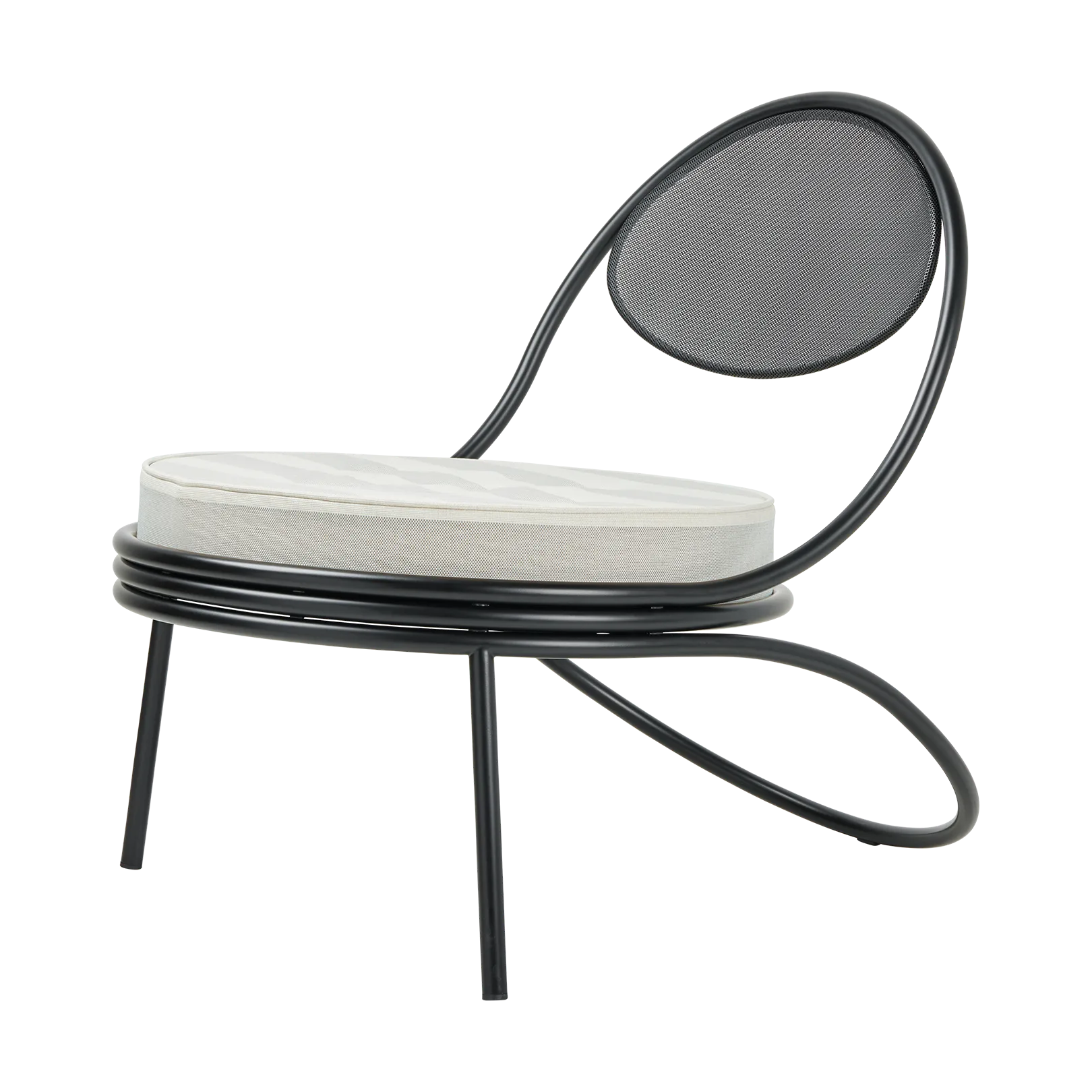 Copacabana Outdoor Lounge Chair m. polstret sete, Leslie stripe limonta 020-svarte ben GUBI