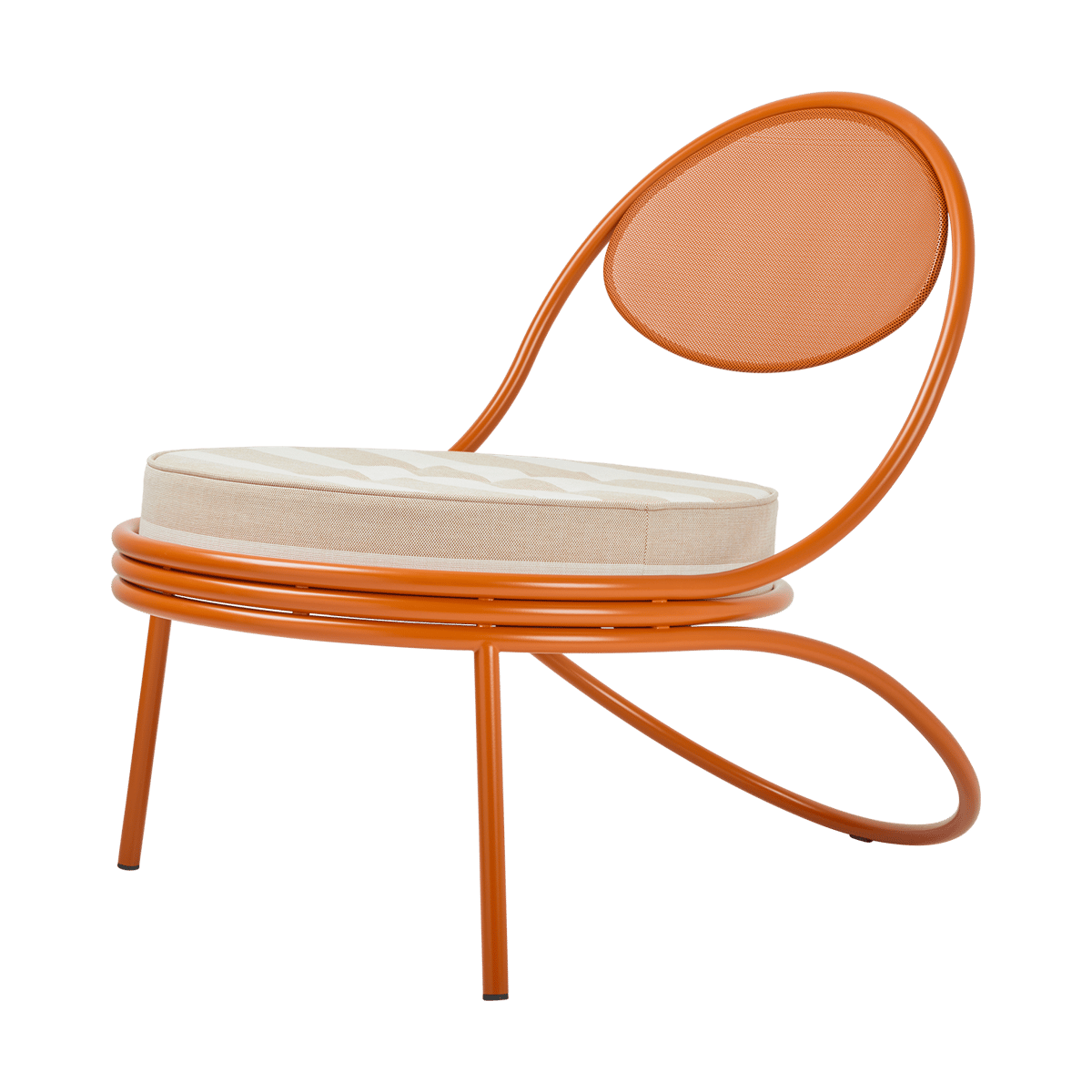 GUBI Copacabana Outdoor Lounge Chair m. polstret sete Leslie stripe limonta 040-international orange