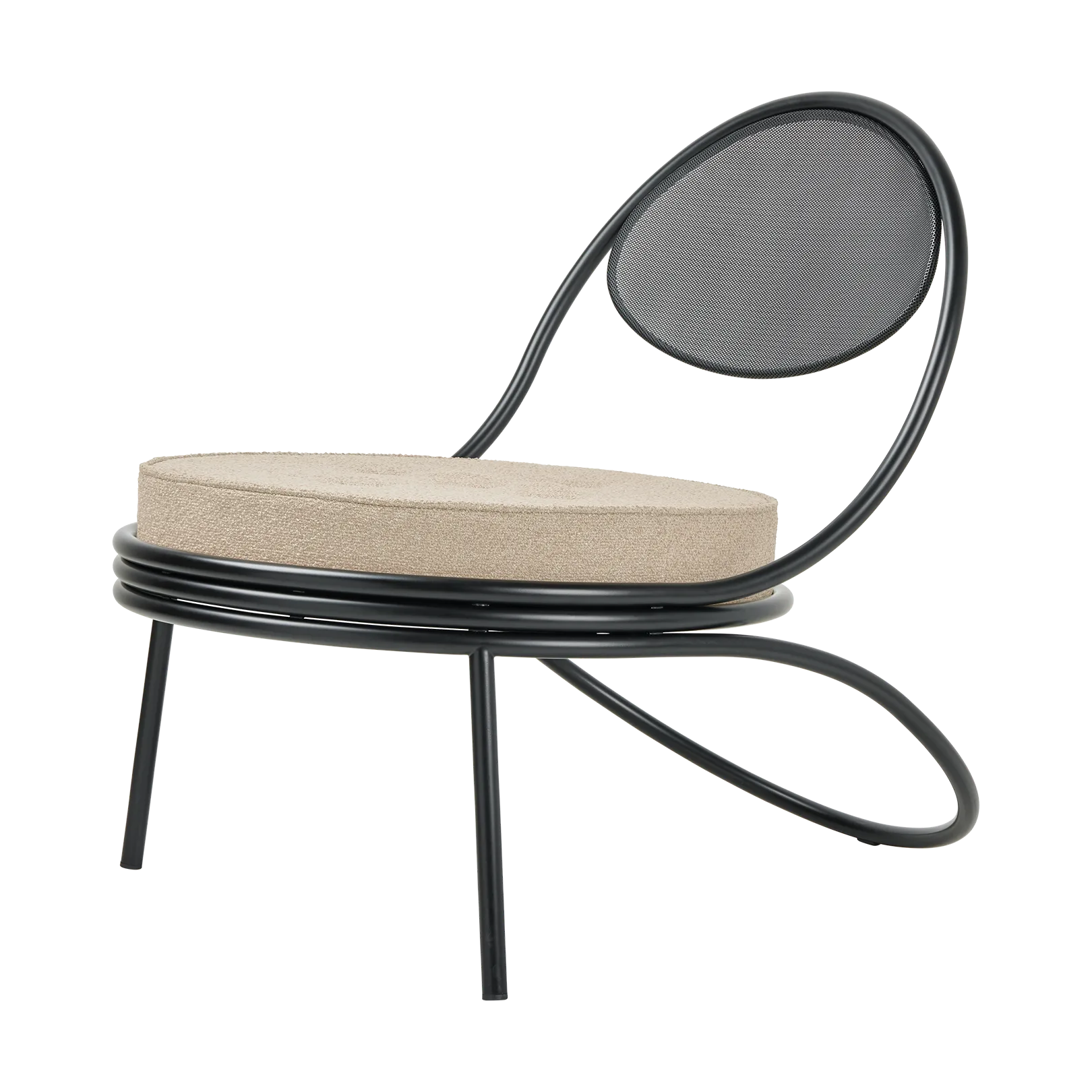 Copacabana Outdoor Lounge Chair m. polstret sete, Lorkey limonta 41-svarte ben GUBI