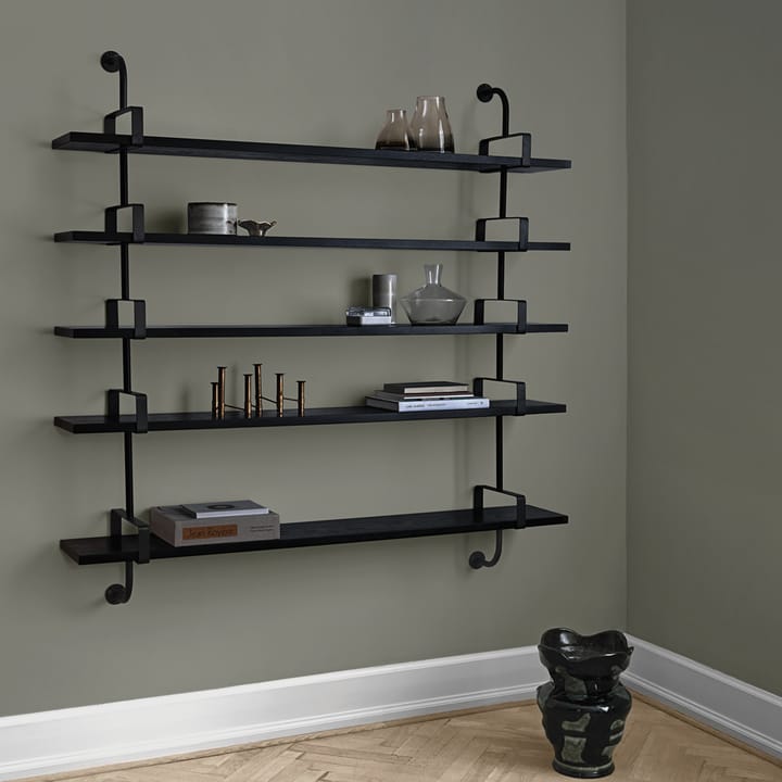 Demon vegghylle 3 etasjer, black stained ash, 155 cm GUBI