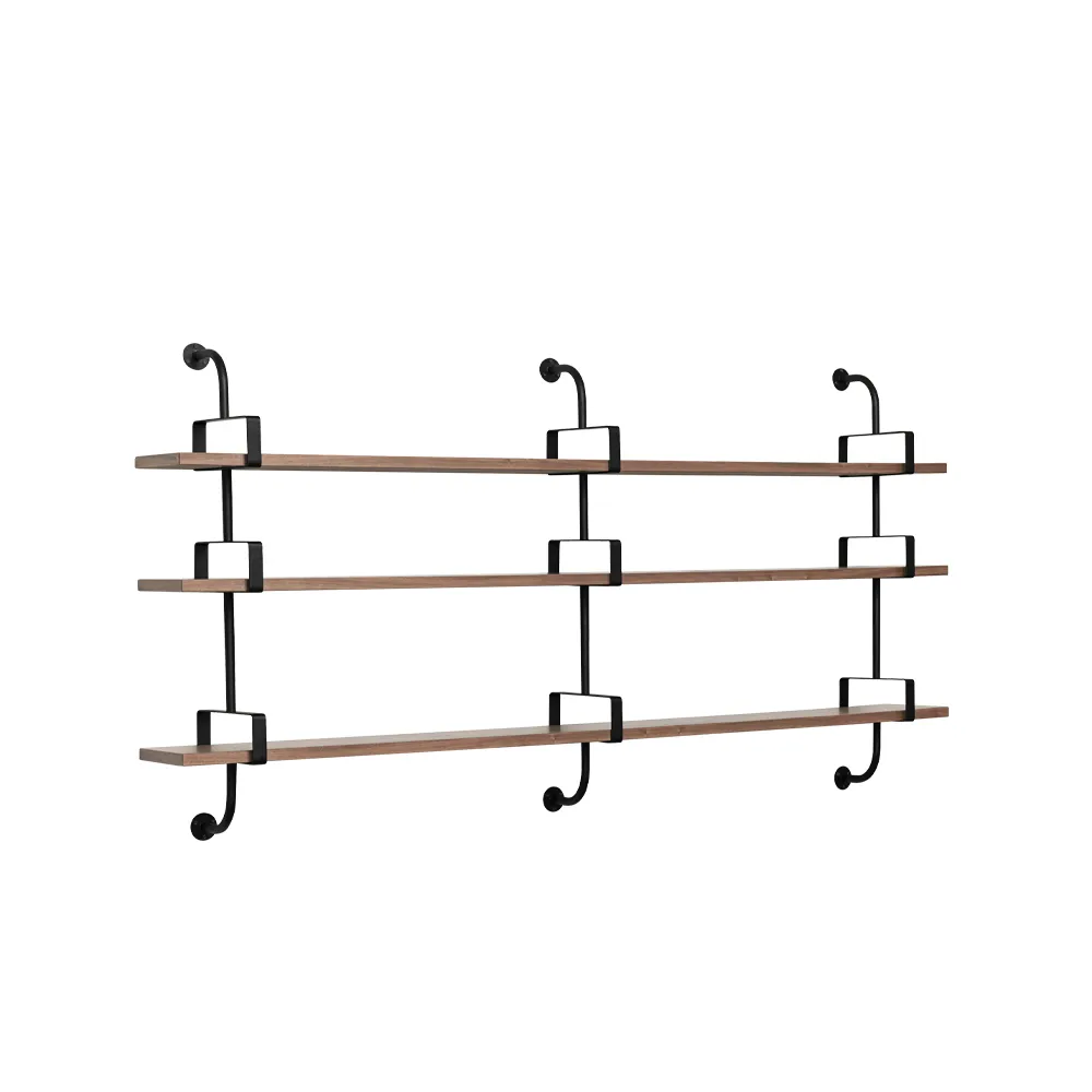 Demon vegghylle 3 etasjer, walnut, 215 cm GUBI