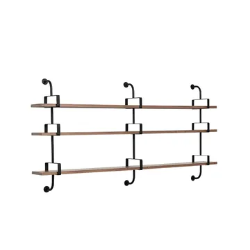 Demon vegghylle 3 etasjer - walnut, 215 cm - GUBI