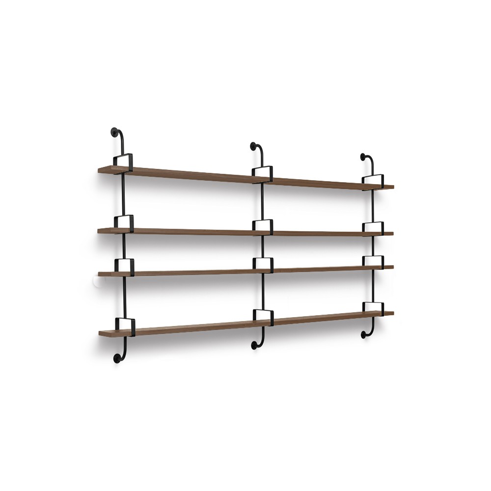 GUBI Demon vegghylle 4 etasjer walnut, 215 cm | Skandinavisk Design | Hyller & Hyllesystem | Brun