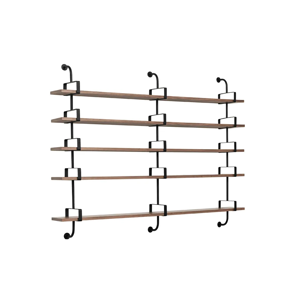 Demon vegghylle 5 etasjer, walnut, 215 cm GUBI