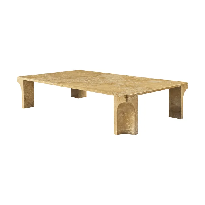 Doric sofabord - Honey Amber marmor, 140x80 cm - GUBI