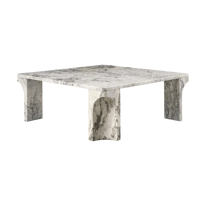 Doric sofabord - Stormy Gray marmor, 80x80 cm - GUBI