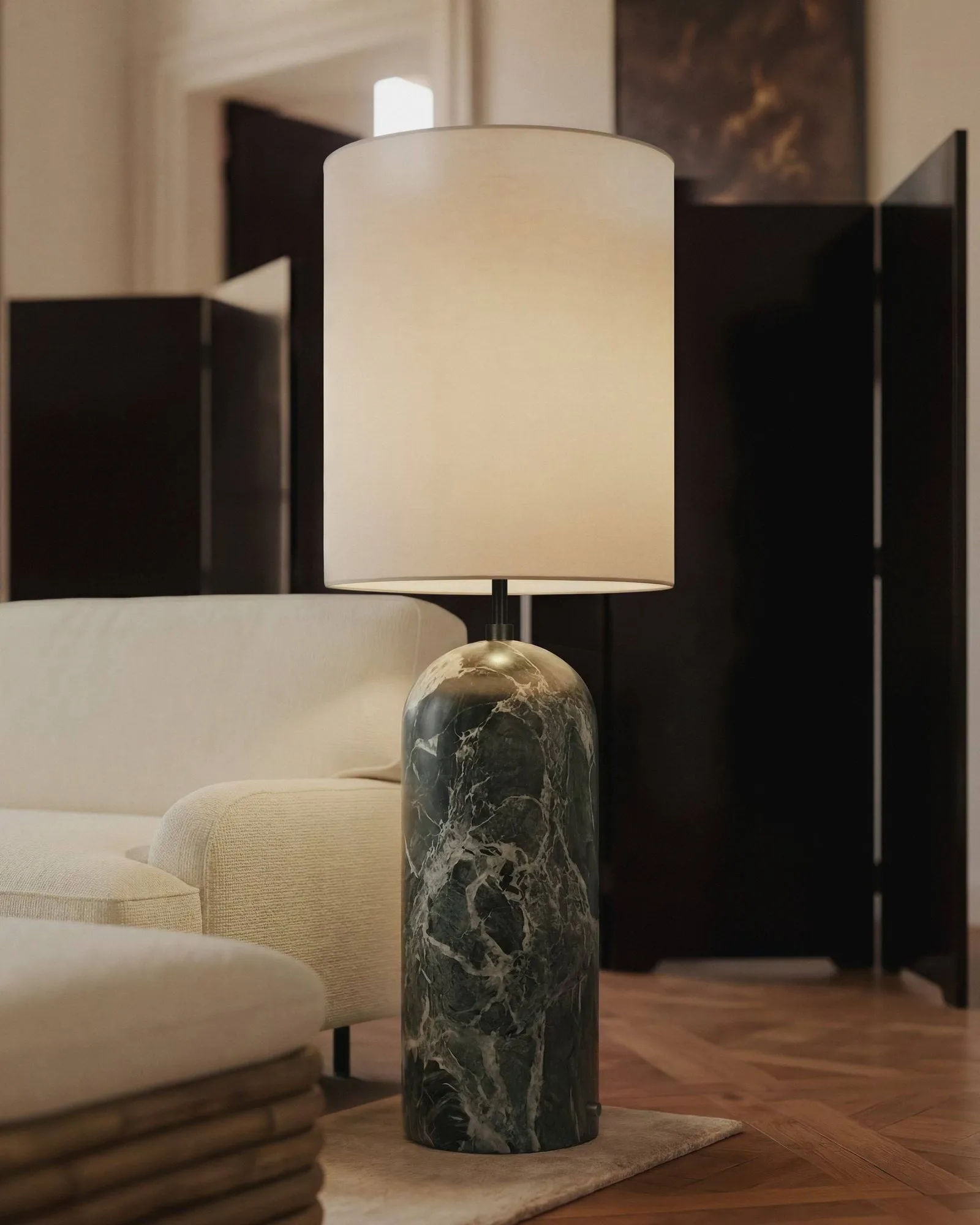 Gravity XL gulvlampe, Emerald marble-white GUBI