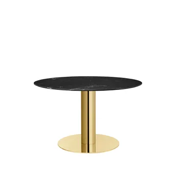 Gubi 2.0 spisebord - marble black, Ø 110, messingstativ - GUBI