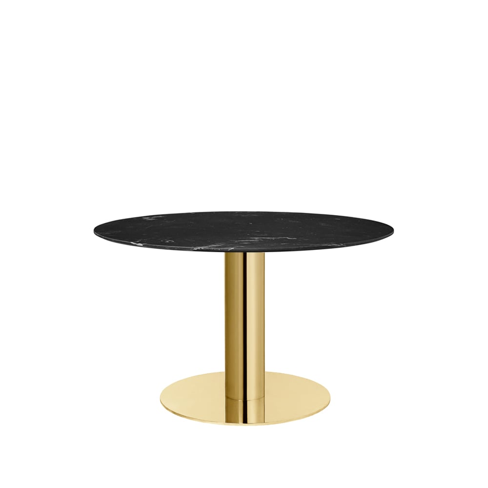Bilde av GUBI Gubi 2.0 spisebord marble black Ø 110 messingstativ