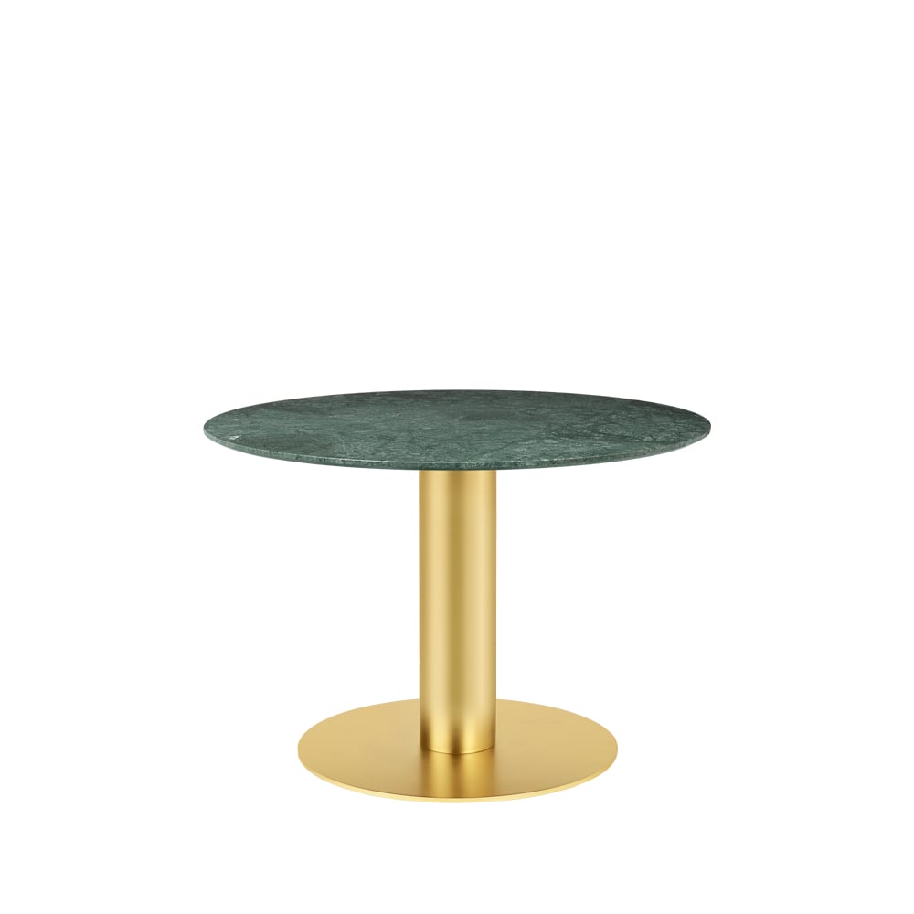Bilde av GUBI Gubi 2.0 spisebord marble green Ø 110 messingstativ