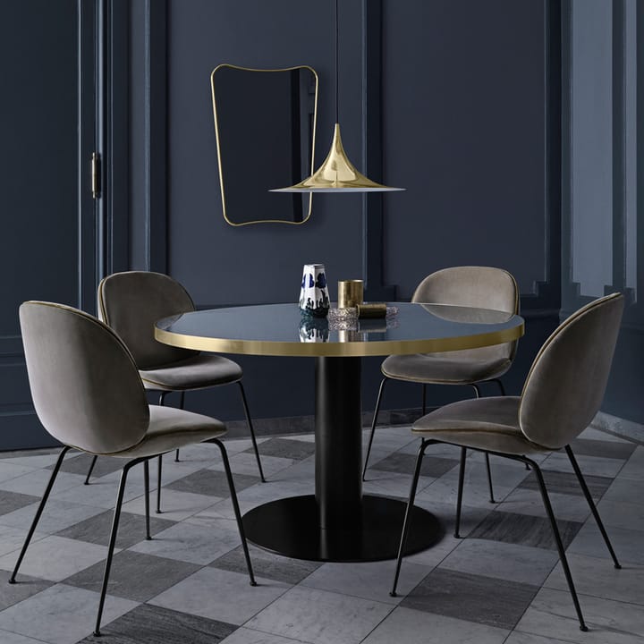 Gubi 2.0 spisebord, marble green, Ø 110, messingstativ GUBI