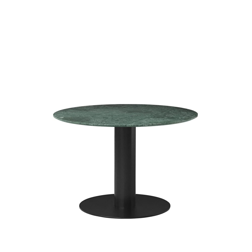 Bilde av GUBI Gubi 2.0 spisebord marble green Ø 110 sort stativ