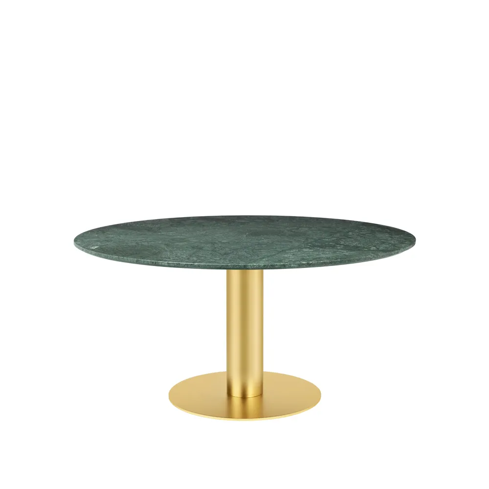 Gubi 2.0 spisebord, marble green, Ø 150, messingstativ GUBI