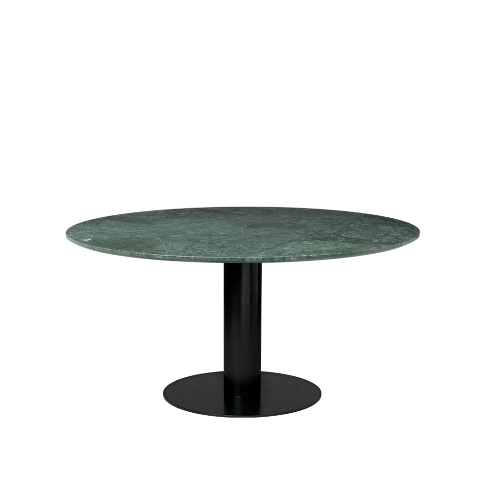 Bilde av GUBI Gubi 2.0 spisebord marble green Ø 150 sort stativ