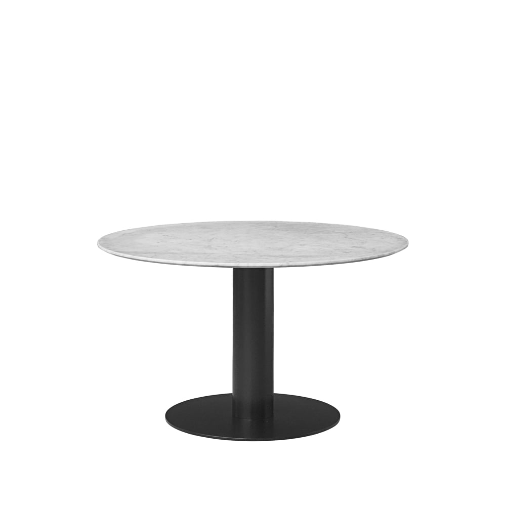 Bilde av GUBI Gubi 2.0 spisebord marble white Ø 110 cm sort stativ