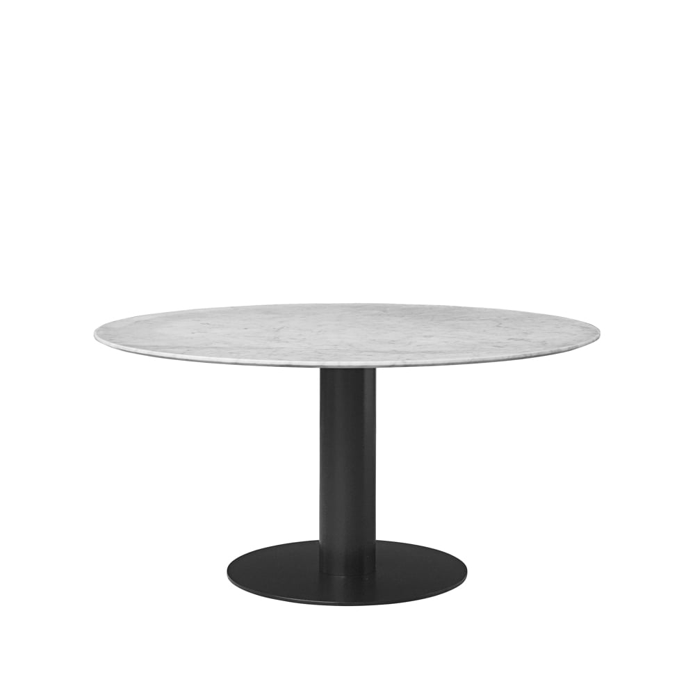 Bilde av GUBI Gubi 2.0 spisebord marble white Ø 150 cm sort stativ