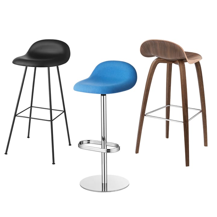 Gubi 3D barstol høy, black, sorte stålmeier GUBI
