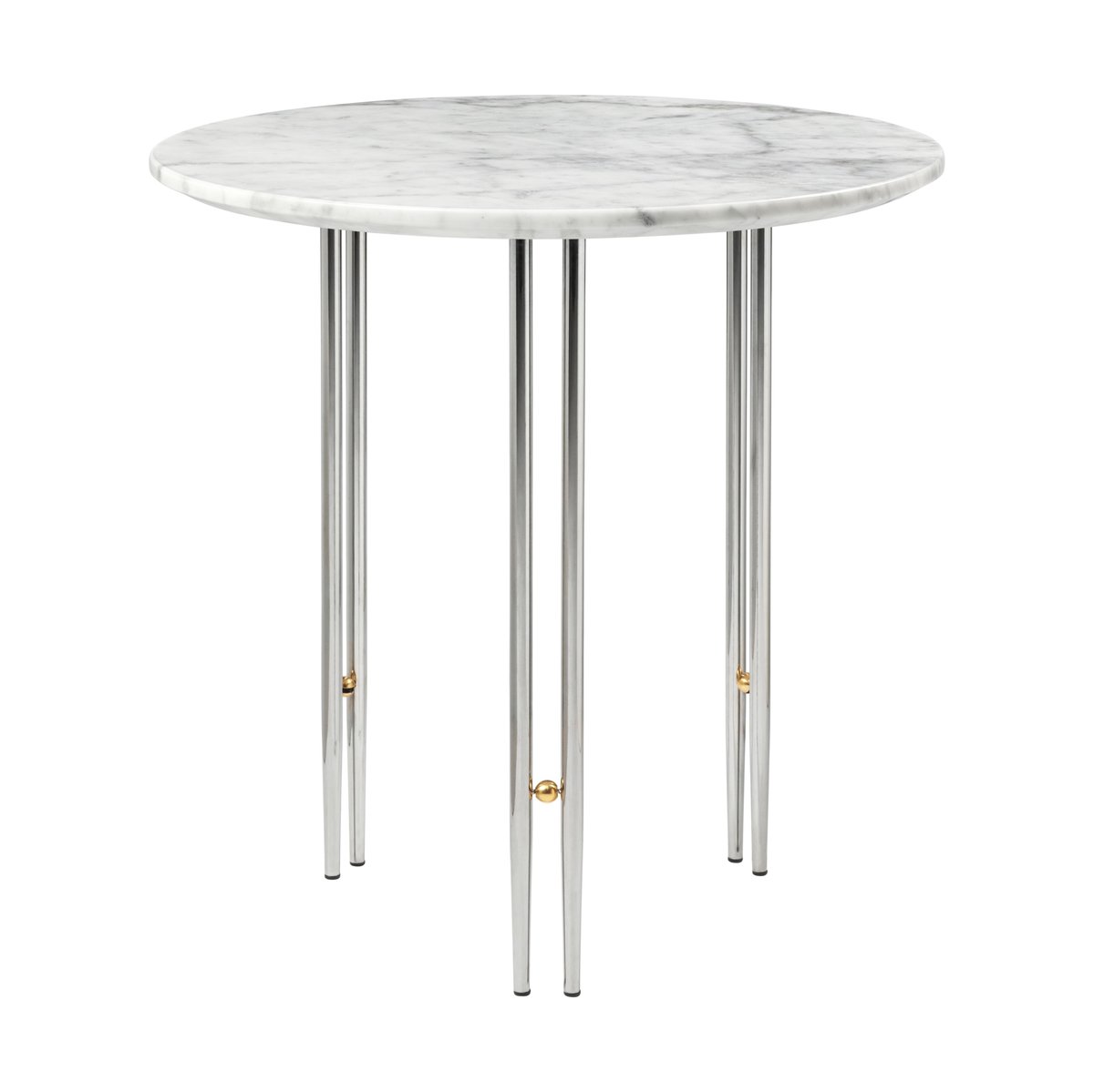 GUBI IOI sofabord Ø50 cm Krom-messing-hvit marmor