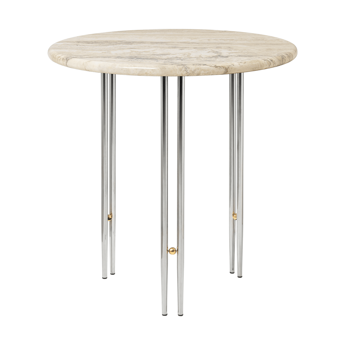 Bilde av GUBI IOI sofabord Ø50 cm Krom-messing-rippled beige