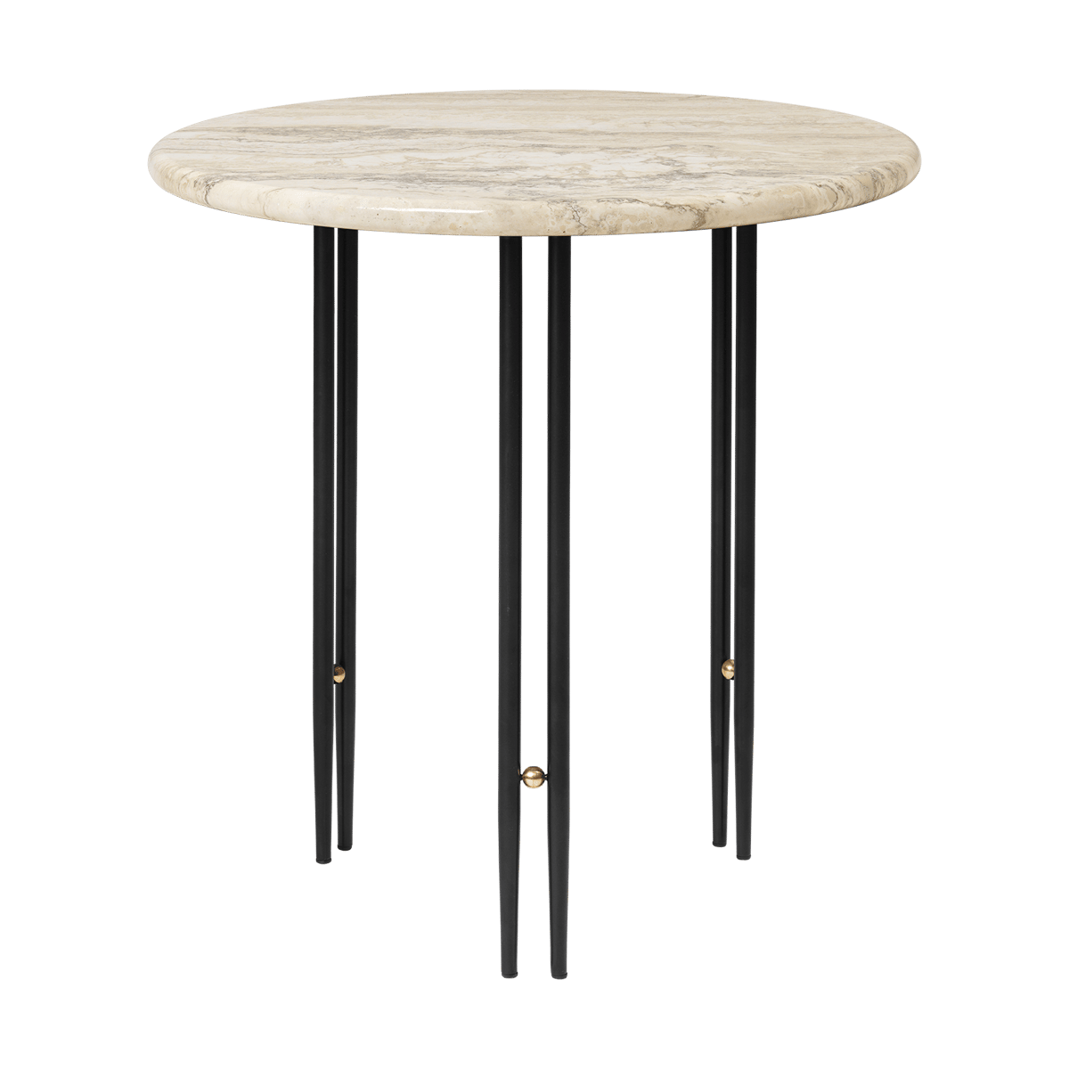 Bilde av GUBI IOI sofabord Ø50 cm Svart-messing-rippled beige