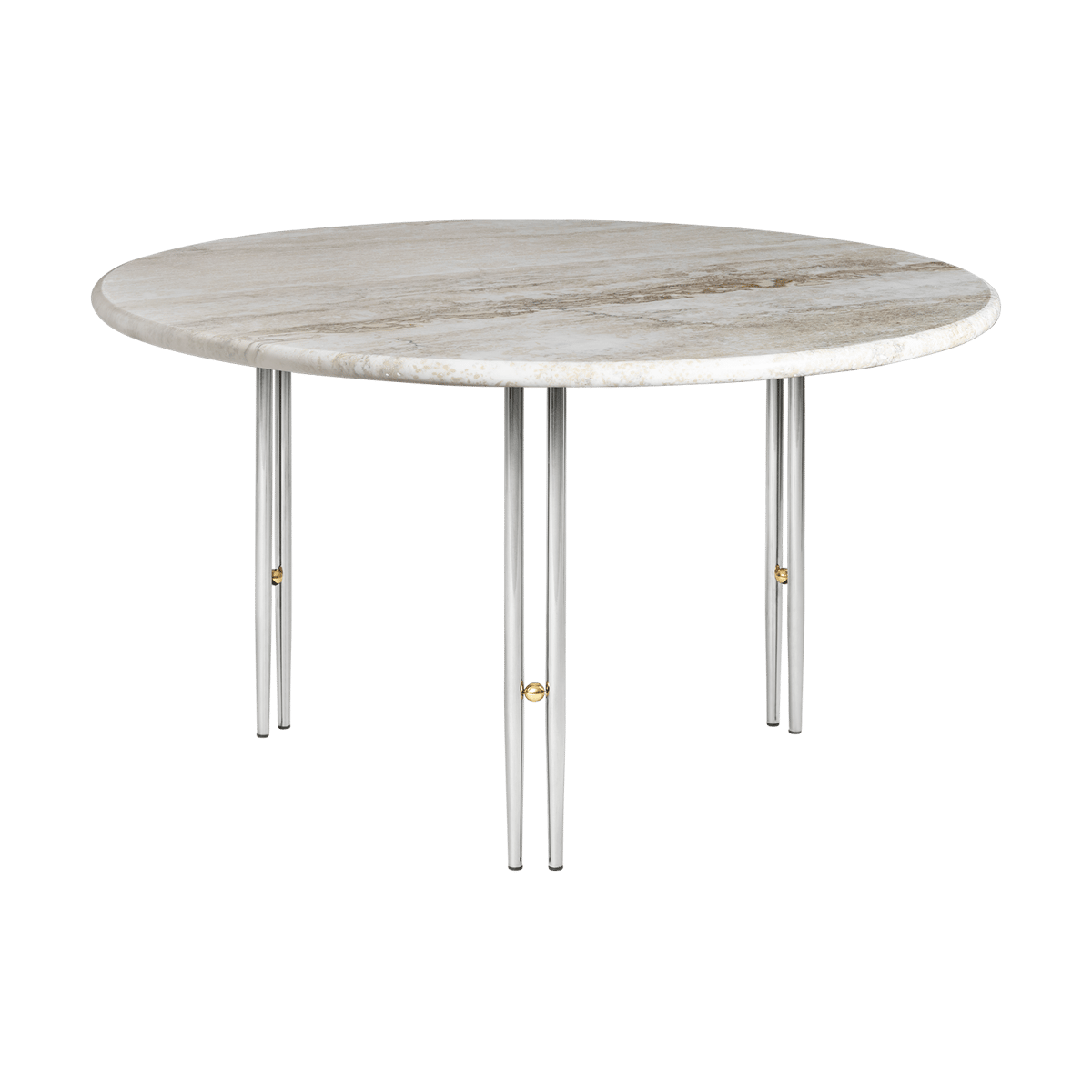 Bilde av GUBI IOI sofabord Rippled beige-kromstativ ø70 cm