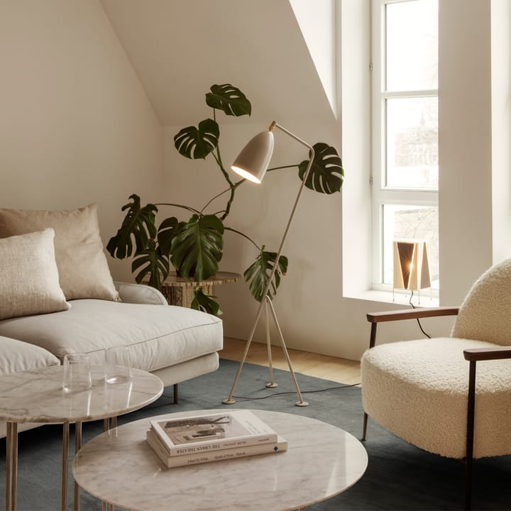 IOI sofabord, White carrara marble-Ø70-krom GUBI